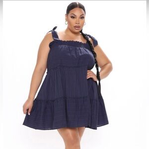 Navy Blue Babydoll Mini Dress